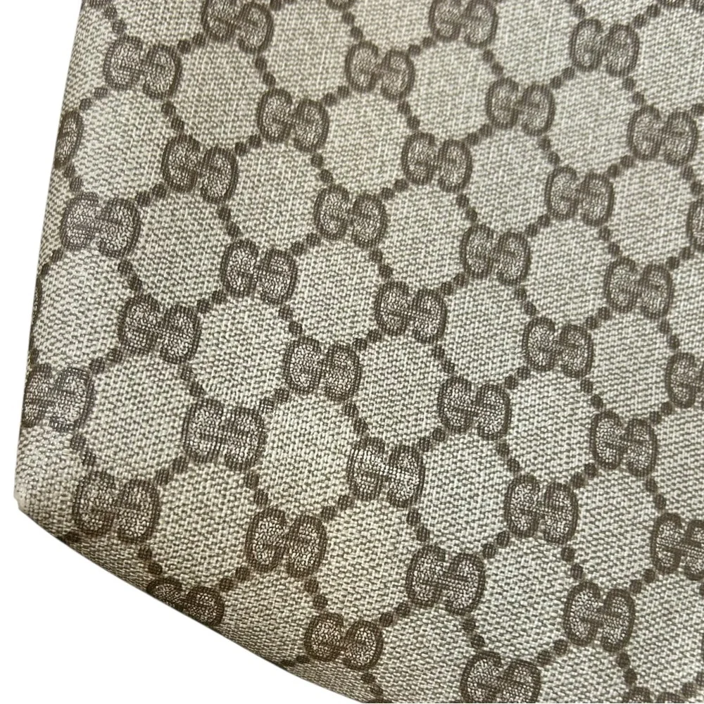 GUCCI Vintage GG Supreme Web Tote Bag Monogram Canvas Brown Leather Italy - Picture 12 of 16